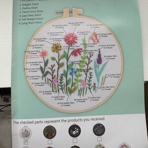 Floral Embroidery Kit with Hoop
